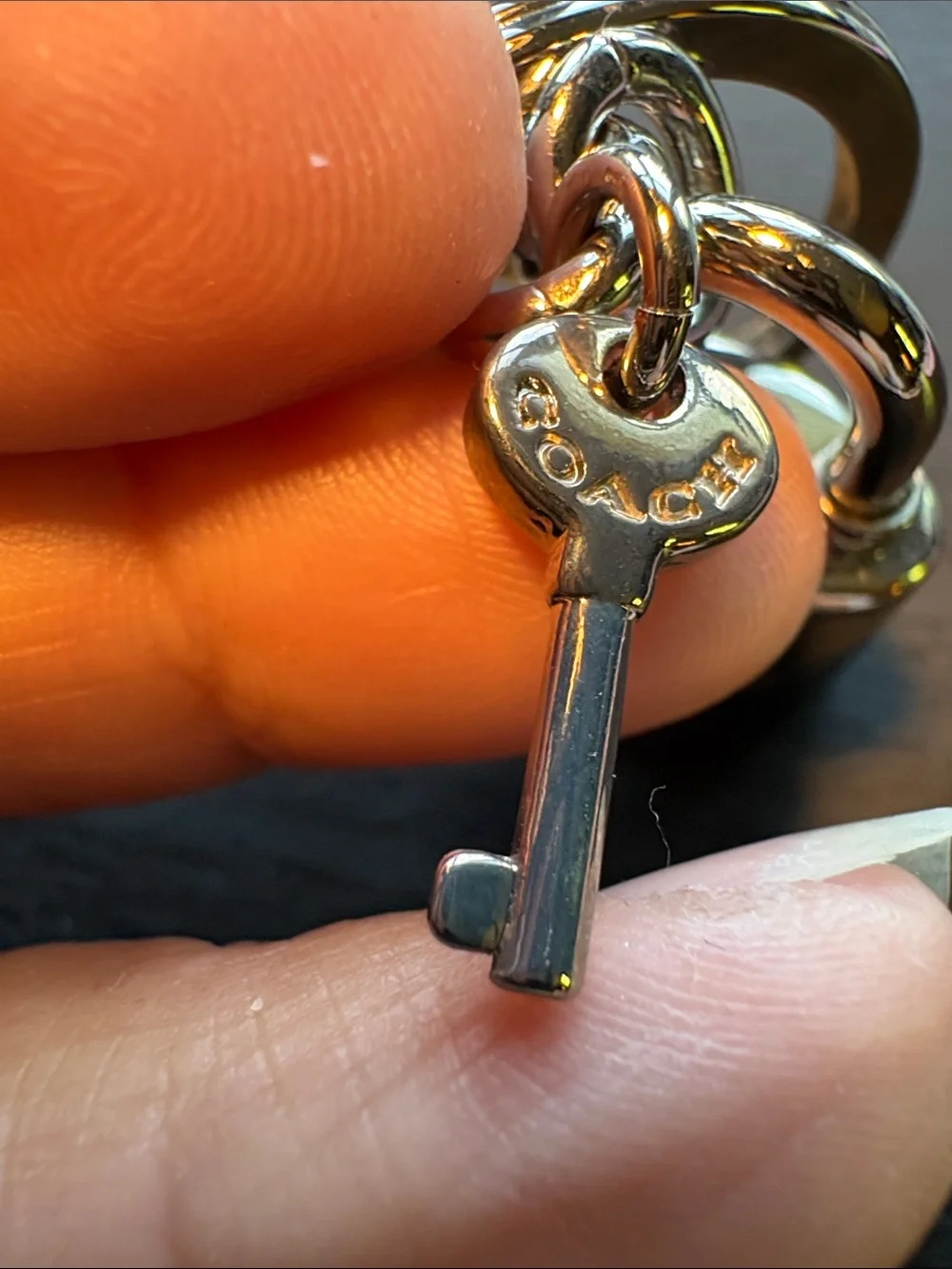 Coach Silver Padlock Keychain Key & Card Holder